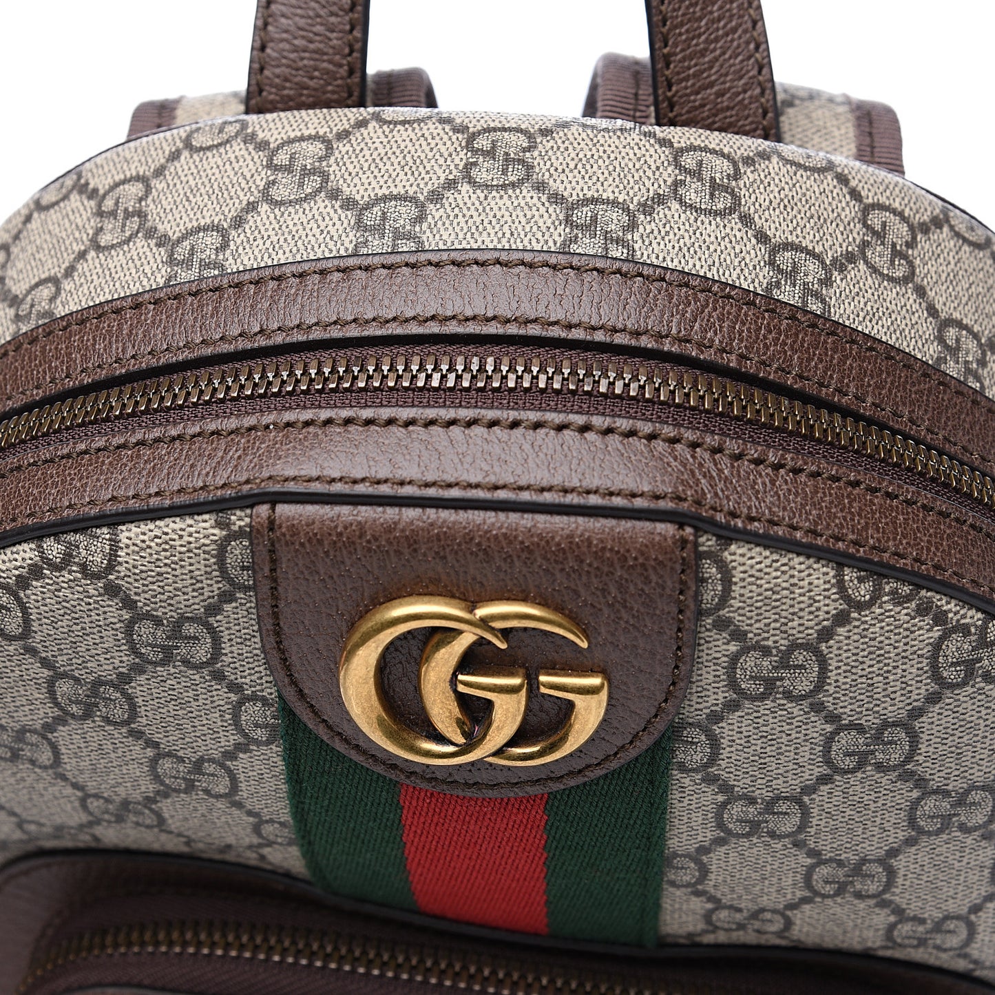 GG Supreme Monogram Calfskin Web Small Ophidia Day Backpack Beige Ebony New Acero