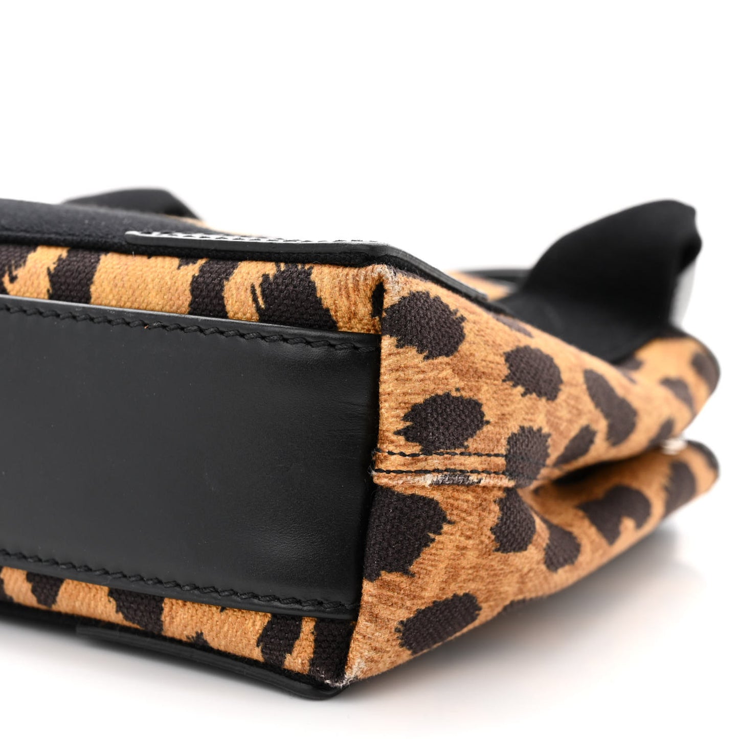 Cotton Canvas Satin Calfskin Leopard Print Navy Cabas XS Beige Black