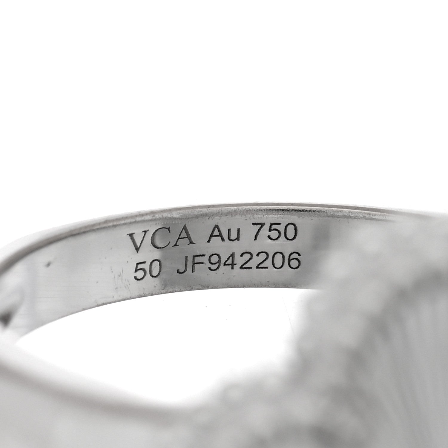 Van Cleef & Arpels 18K White Gold Guilloche Vintage Alhambra Ring 50 5.25 4 of 5