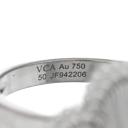 Van Cleef & Arpels 18K White Gold Guilloche Vintage Alhambra Ring 50 5.25 4 of 5