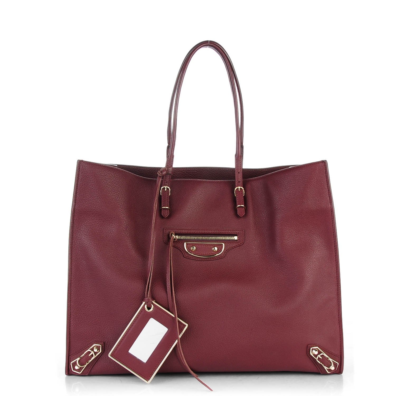 Balenciaga Grained Calfskin Gold Metallic Edge Hardware Papier A4 Tote Bordeaux 1 of 7