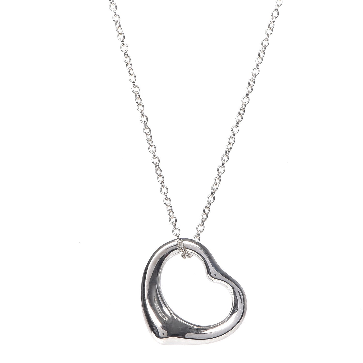 Sterling Silver 14mm Elsa Peretti Open Heart Pendant Necklace
