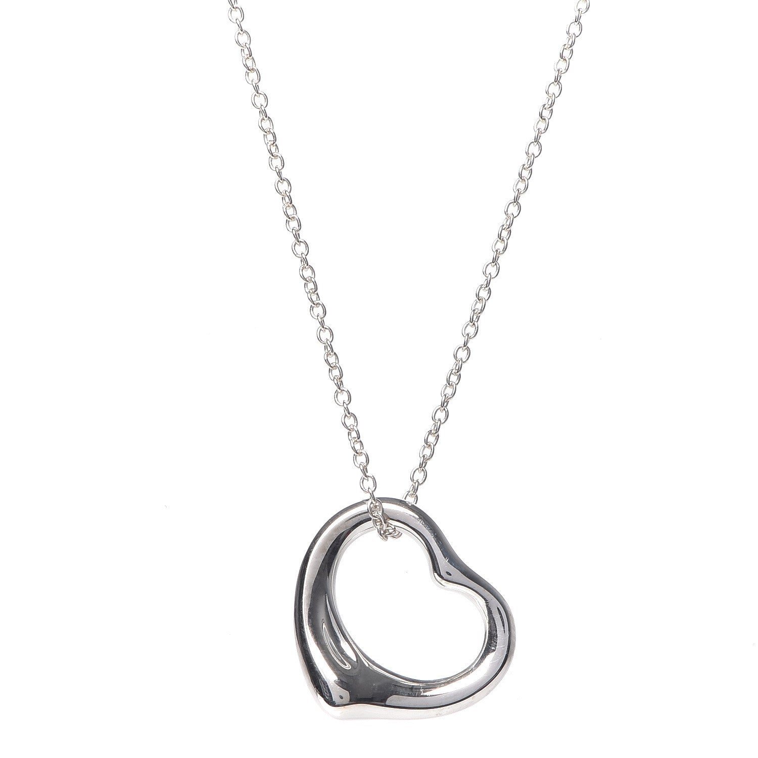 Tiffany Sterling Silver 14mm Elsa Peretti Open Heart Pendant Necklace 4 of 6