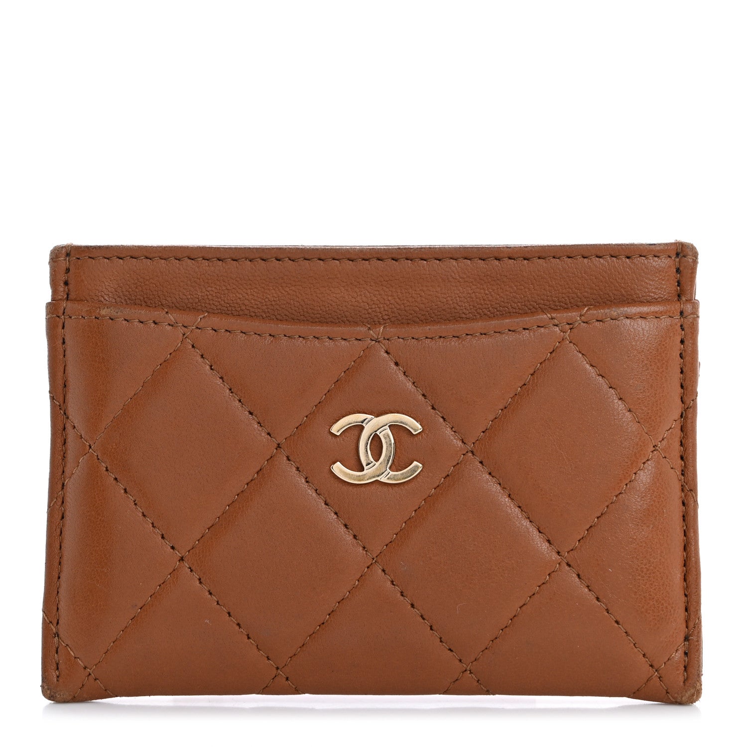 Chanel Lambskin Quilted Card Holder Brown 1 of 9