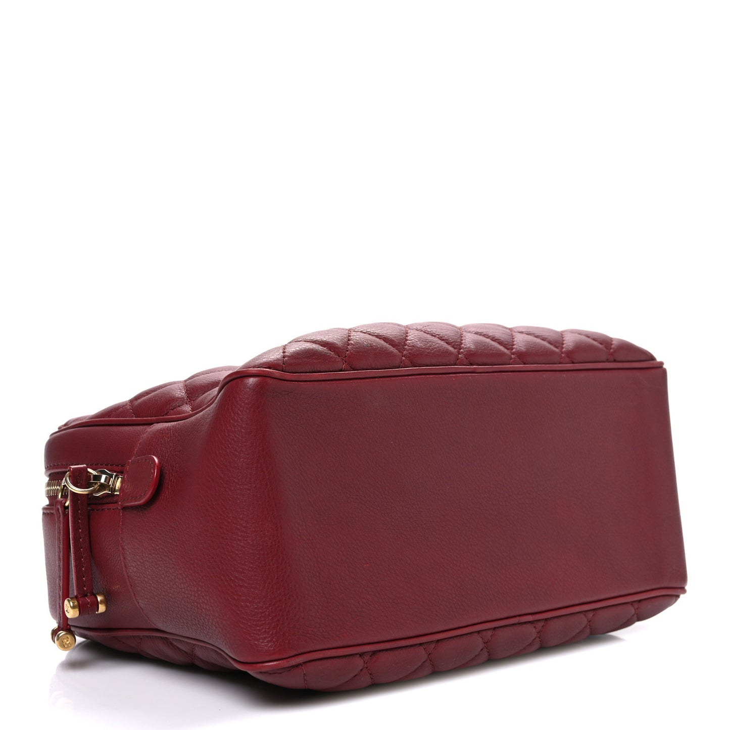 Calfskin Quilted CC Medium Vanity Case Dark Red