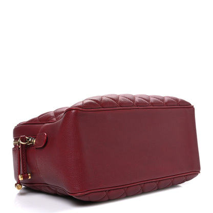 Chanel Calfskin Quilted CC Medium Vanity Case Dark Red 4 of 11