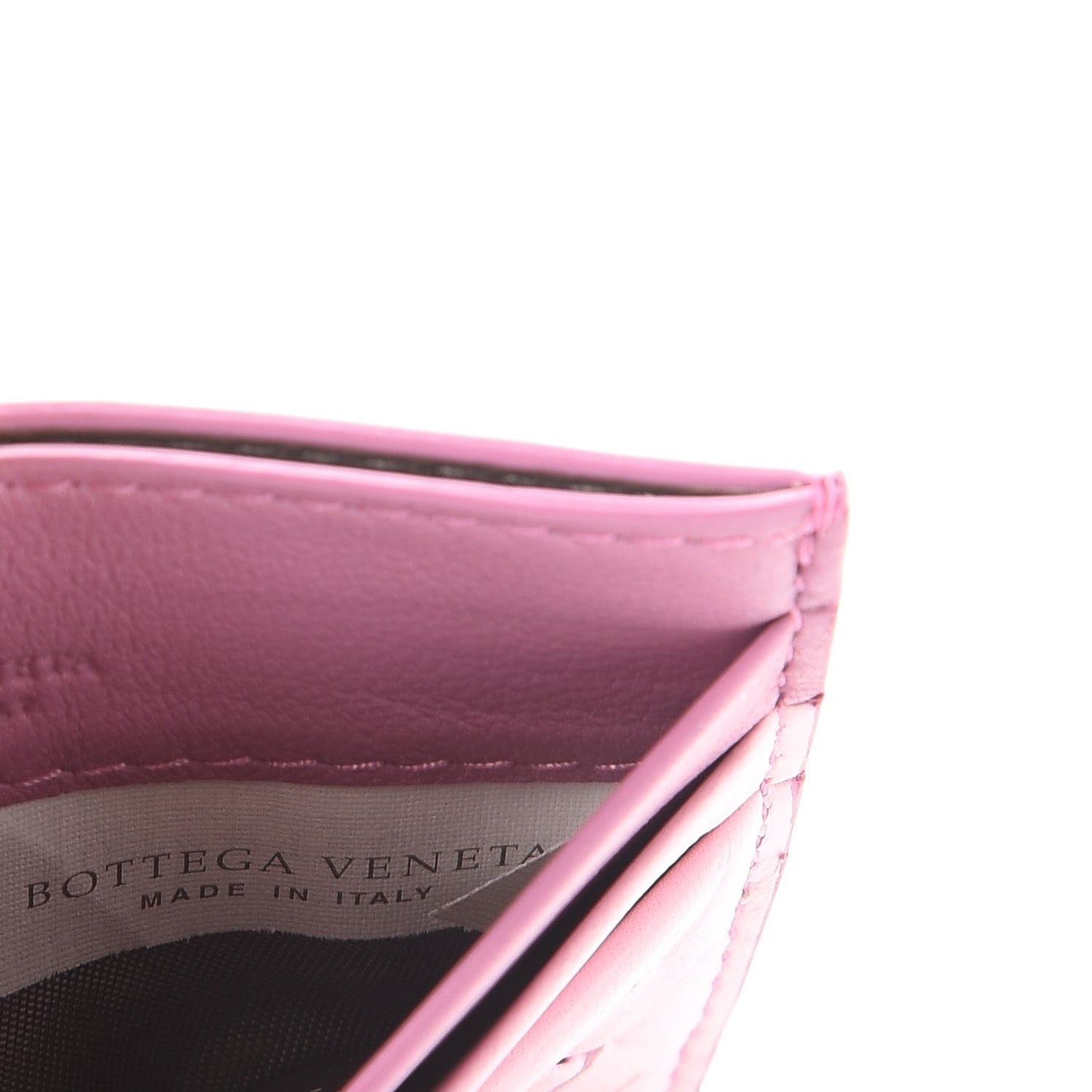 Nappa Intrecciato Woven Card Holder Pink Purple