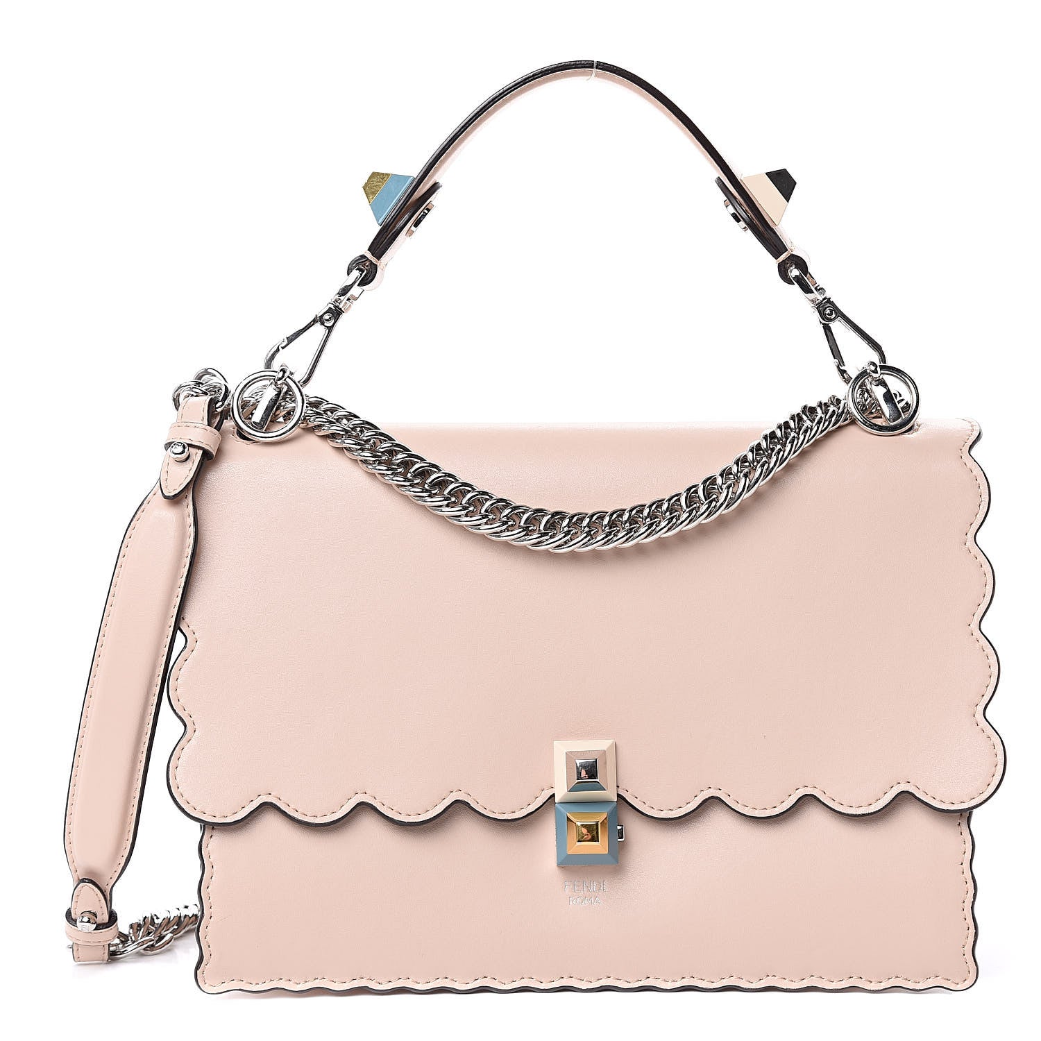 Fendi Vitello Liberty Scalloped Studded Kan I Shoulder Bag Plaster 1 of 10