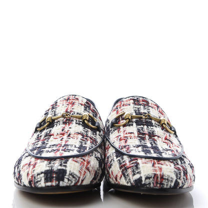 Gucci Tweed Check Horsebit Womens Jordaan Loafers 36.5 Gardenia Ink Blue Agata 2 of 10