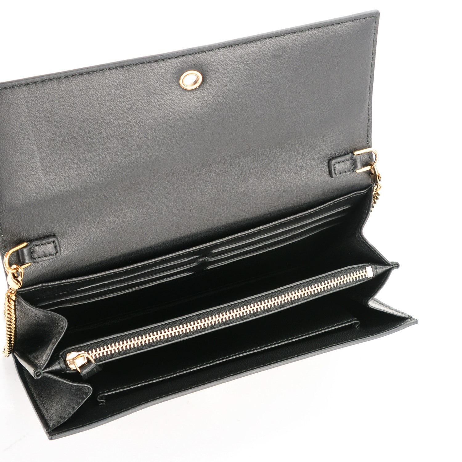 Alexander McQueen Metallic Lambskin Skull Wallet on Chain Antique Gold 5 of 6