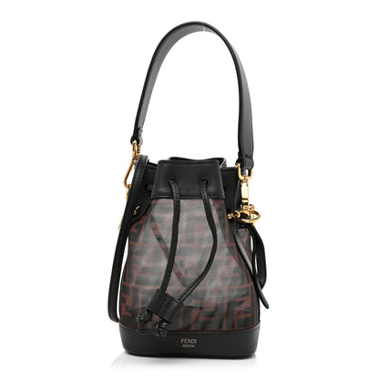 Fendi Mesh Vitello Grace F is Fendi FF 1974 Mini Mon Tresor Bucket Bag Marrone Black Ebano 1 of 8