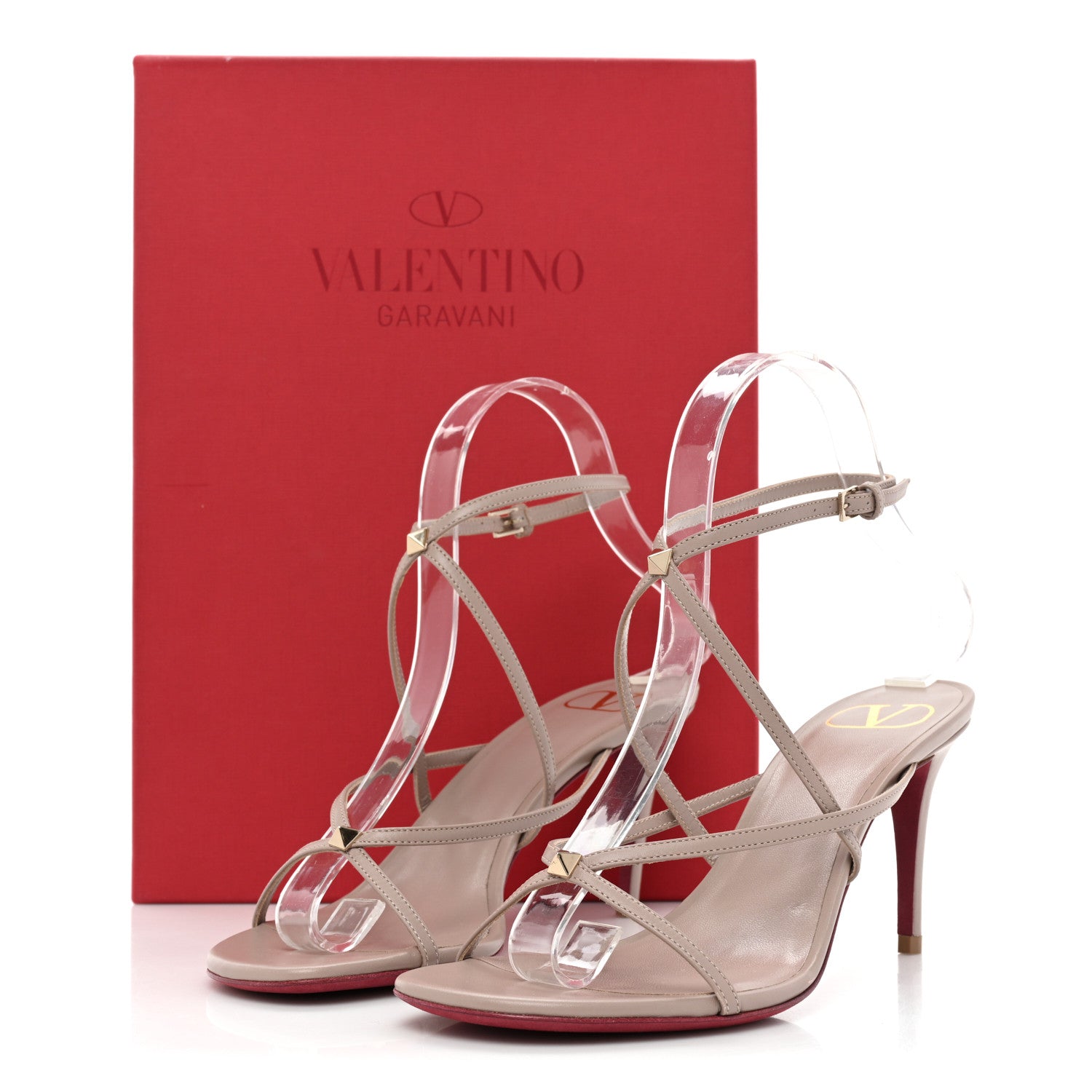 Valentino Garavani Calfskin Strappy Rockstud Ankle Strap Sandals 36 Rose Cannelle 9 of 9
