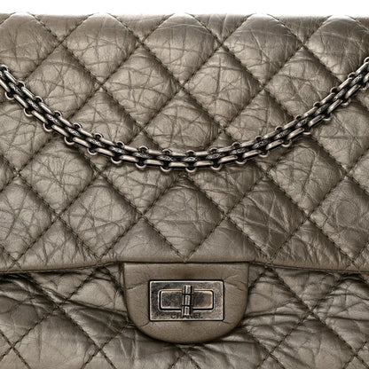 Chanel Metallic Aged Calfskin Quilted Double Compartment 2.55 Reissue 227 Grey 8 of 10