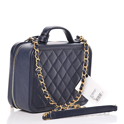Chanel Caviar Quilted Medium CC Filigree Vanity Case Navy 3 of 11