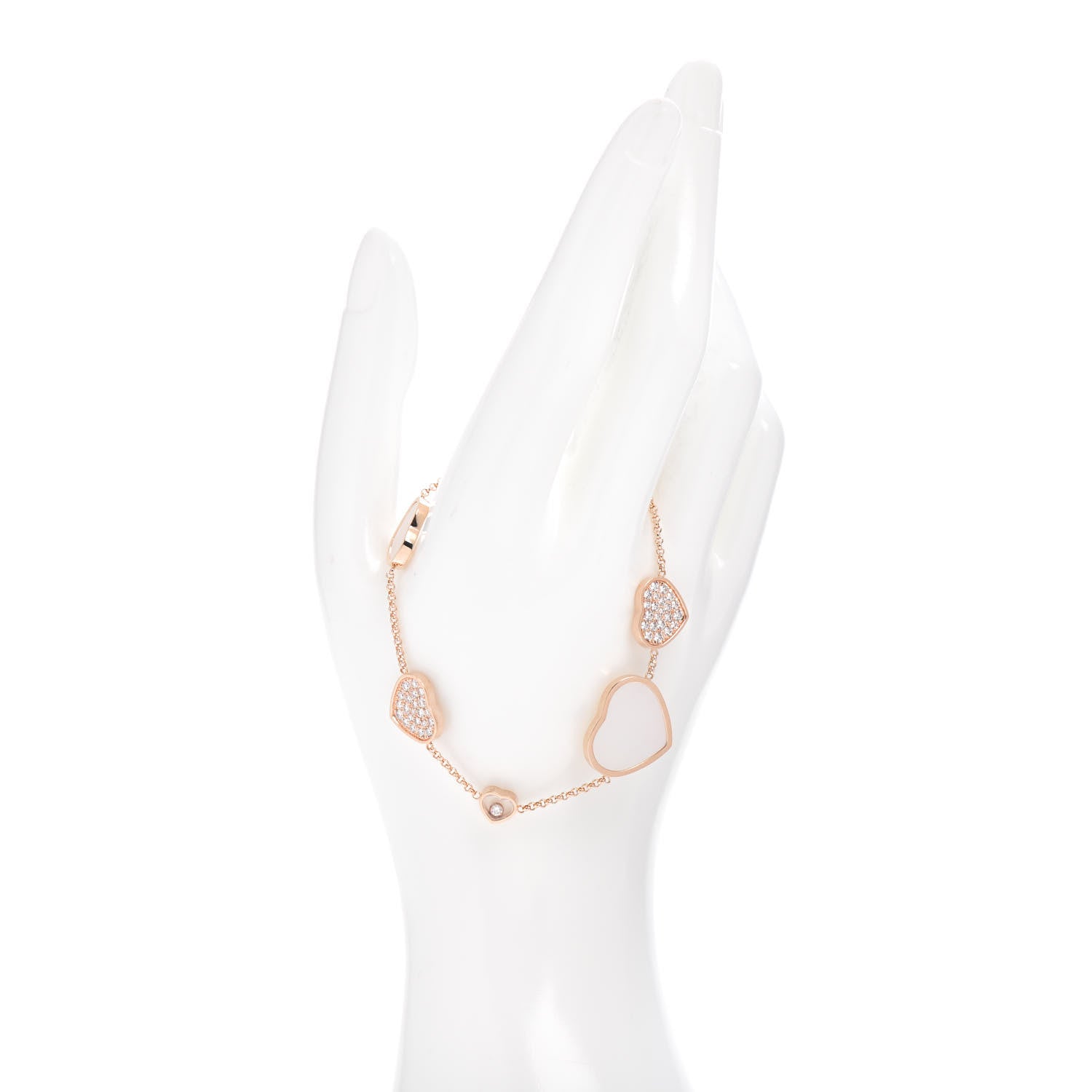 Chopard 18K Rose Gold Diamond Mother of Pearl Happy Hearts Bracelet 2 of 5