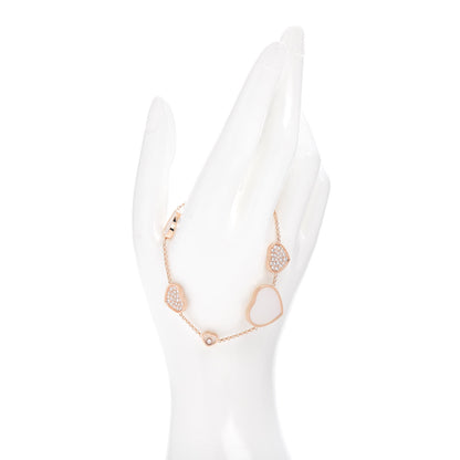 Chopard 18K Rose Gold Diamond Mother of Pearl Happy Hearts Bracelet 2 of 5