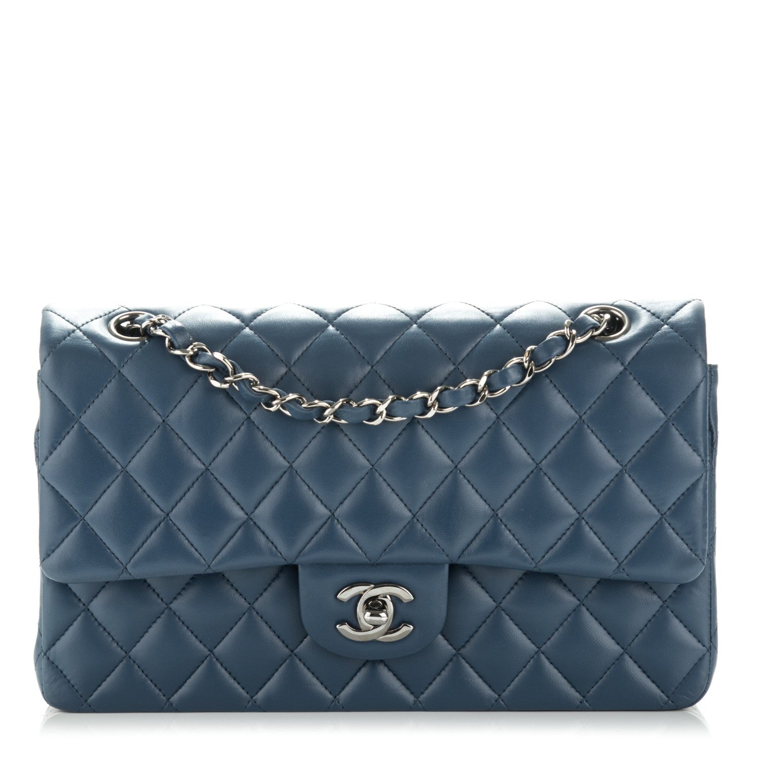 Chanel Lambskin Quilted Medium Double Flap Dark Blue 1 of 8