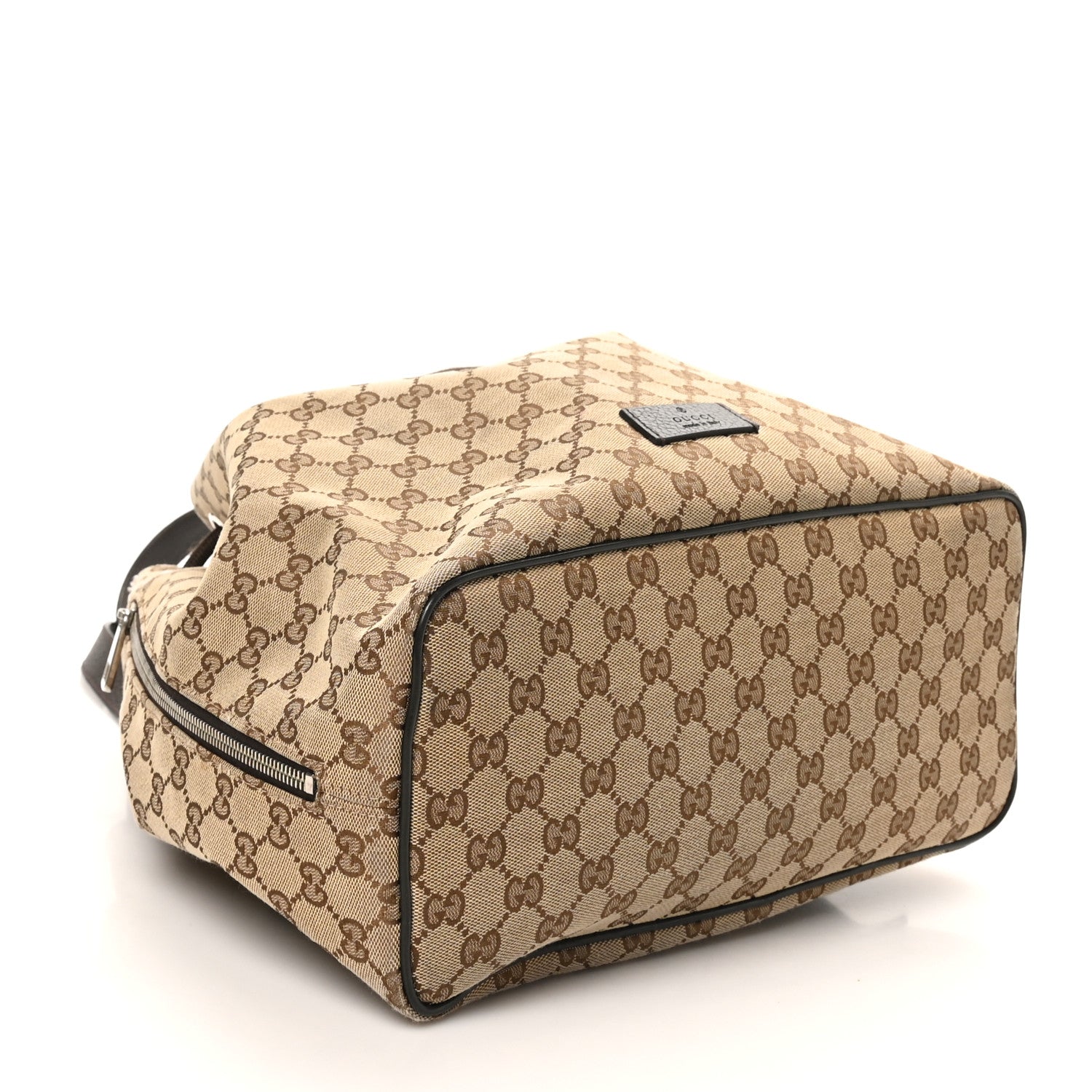 Gucci Monogram Dollar Calfskin O Drawstring Backpack Beige Ebony Testa di Moro Dark Chocolate 4 of 10