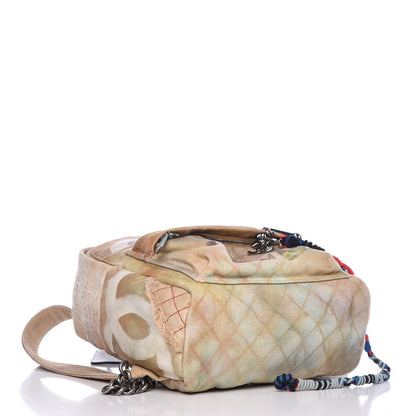 Chanel Graffiti Printed Canvas Medium Backpack Beige 4 of 10