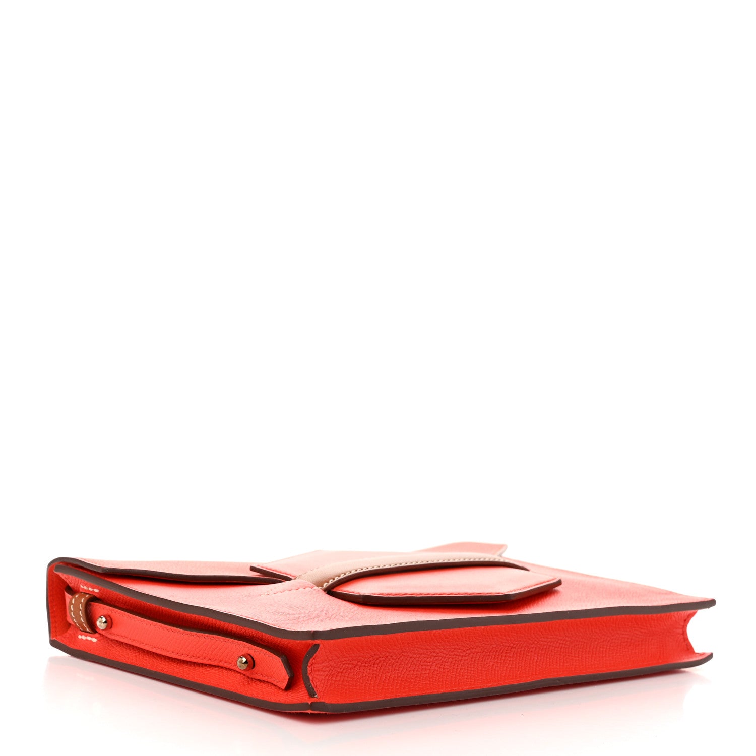 Hermes Epsom Evercolor Tadelakt Barenia Faco II Clutch Orange Poppy Fauve 4 of 11