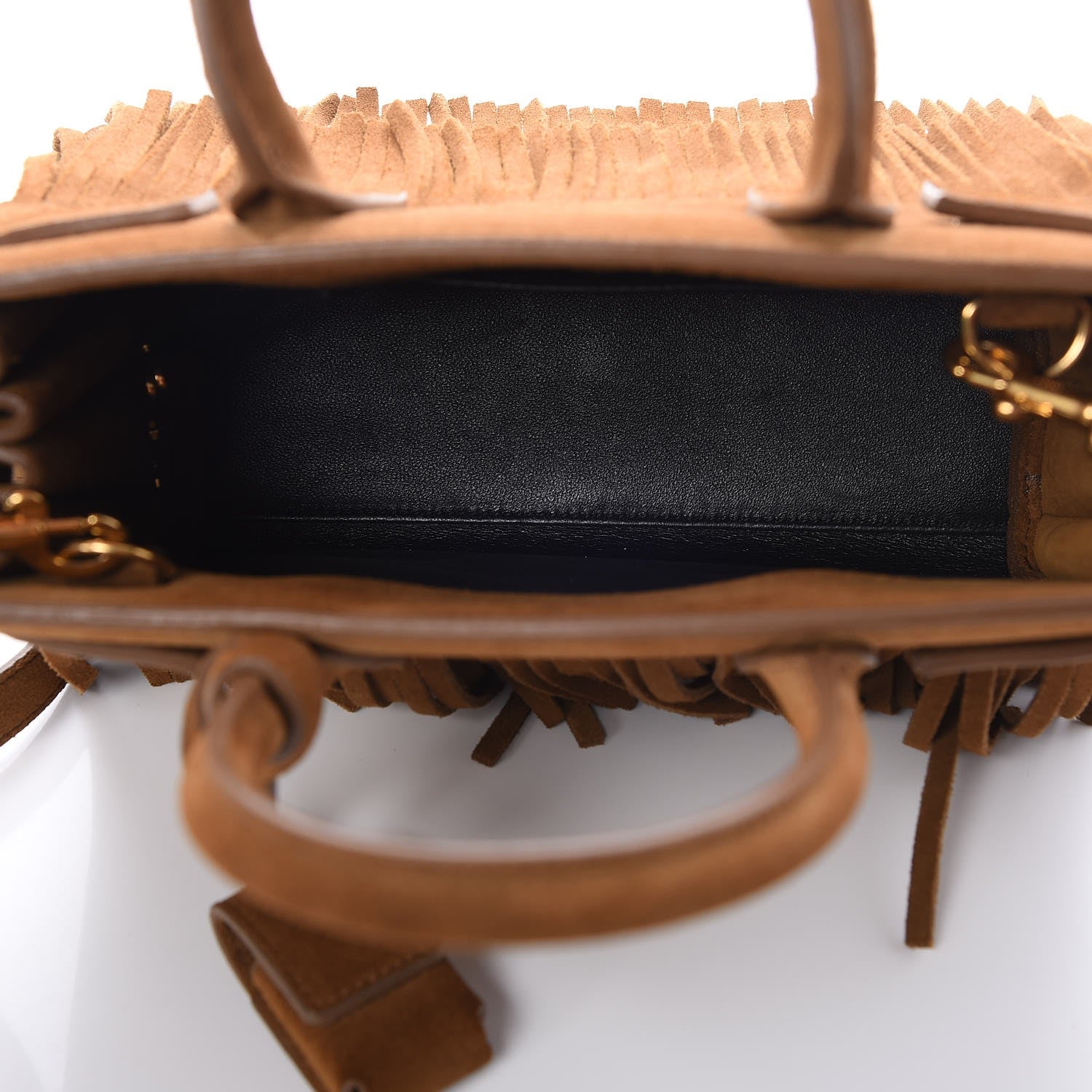 Saint Laurent Suede Fringe Nano Sac De Jour Light Ocre 5 of 6