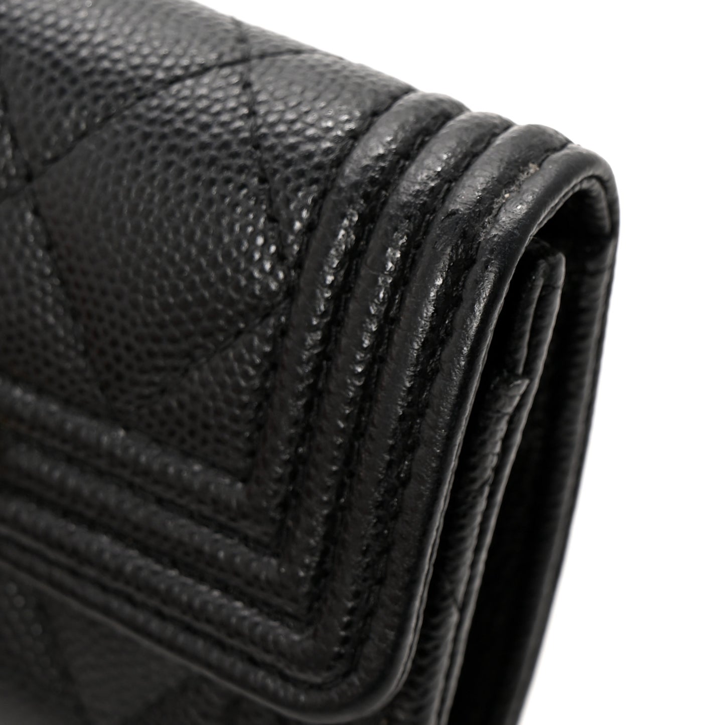 Caviar Quilted Boy Flap Card Holder Black