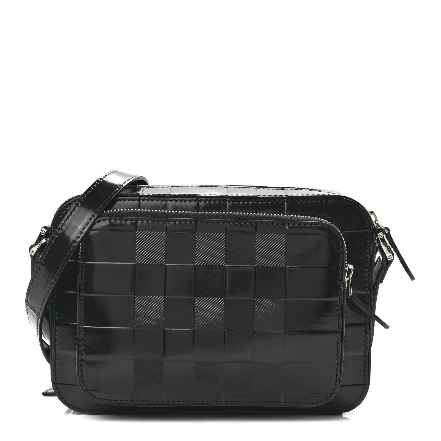 Burberry Patent Check Paddy Messenger Dark Charcoal Blue 1 of 10