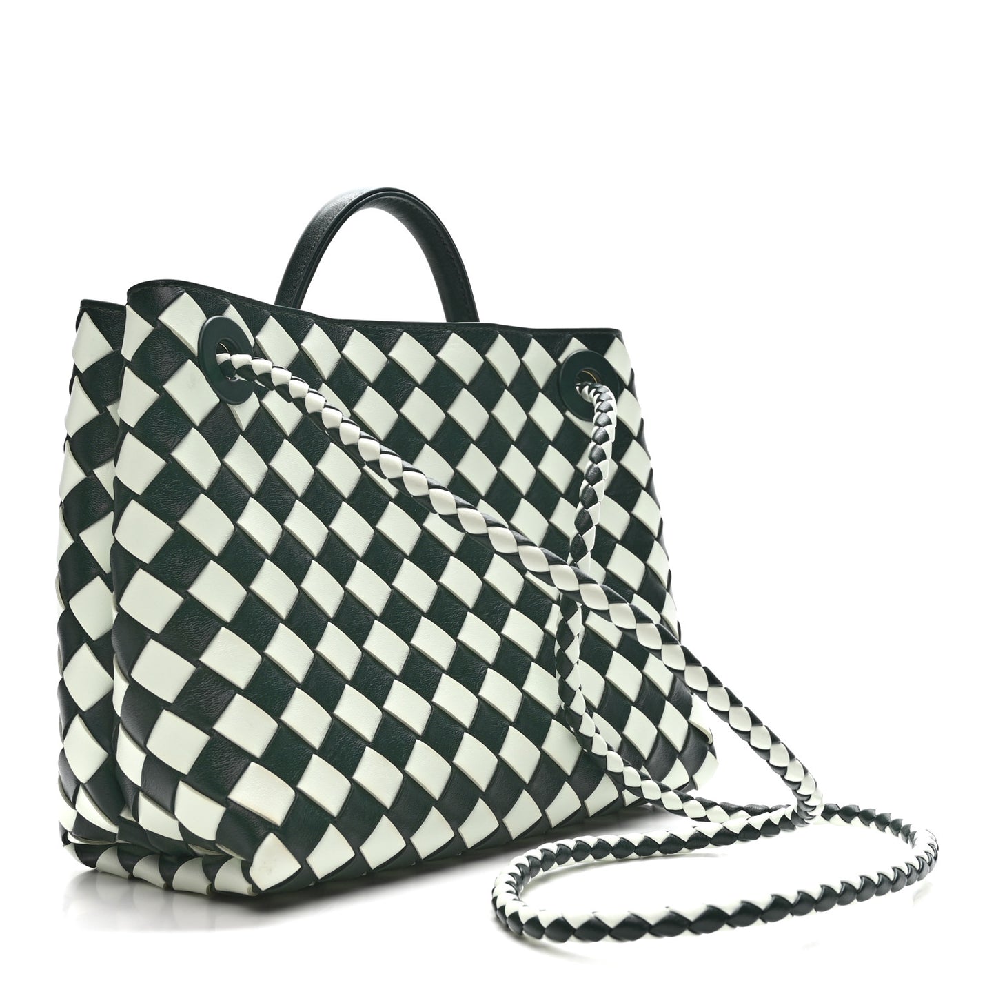 Nappa Intrecciato Small Andiamo Shoulder Bag Glacier Green