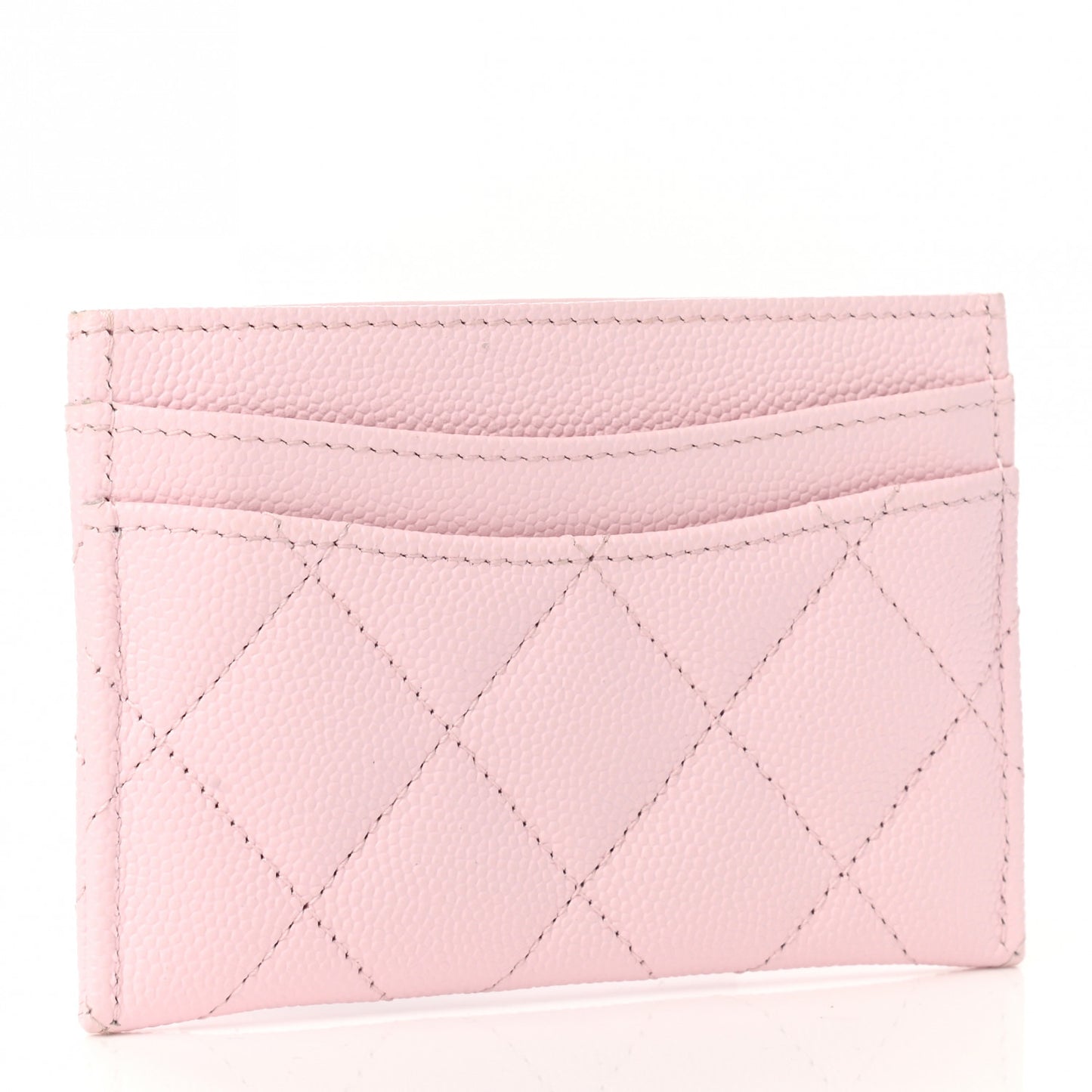 Caviar Quilted Card Holder Light Pink