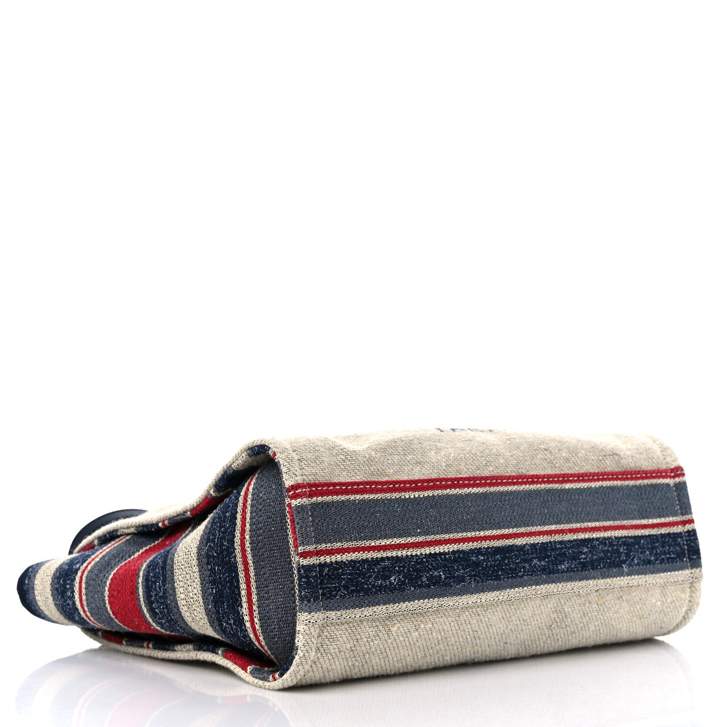 Striped Canvas Small Deauville Tote Beige