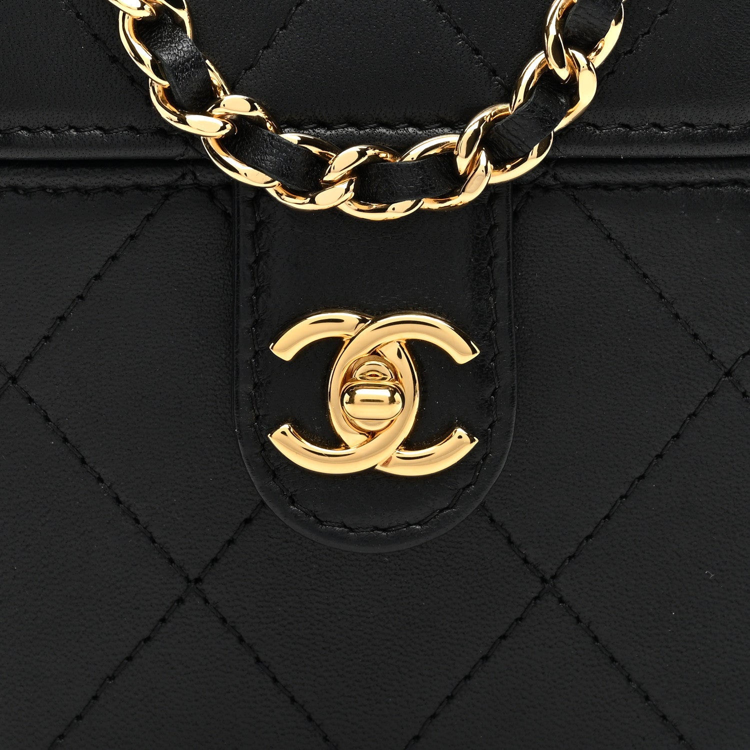 Chanel Lambskin Quilted Vanity Clutch With Chain Black 9 of 11