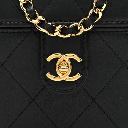 Chanel Lambskin Quilted Vanity Clutch With Chain Black 9 of 11