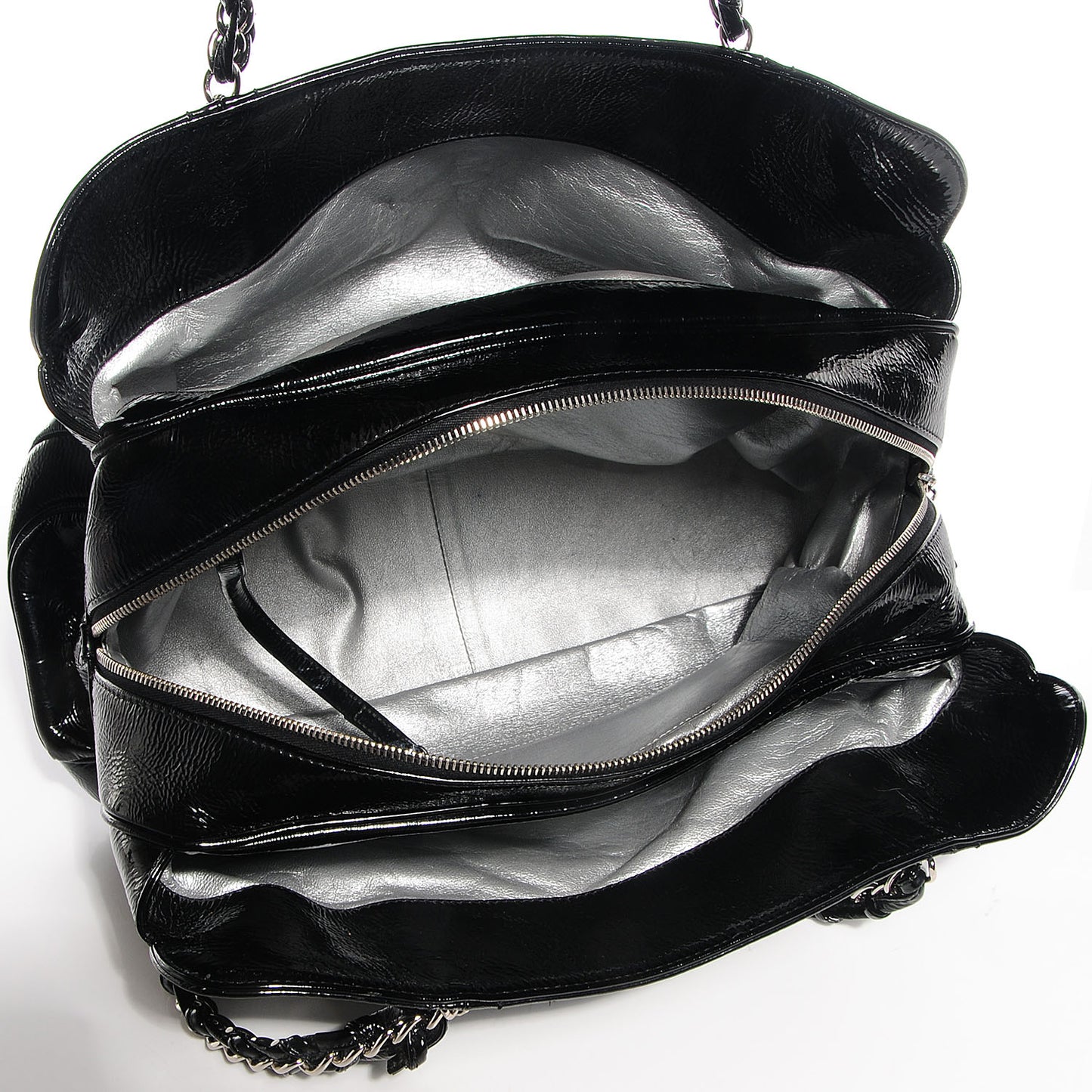 Patent Calfskin Large Luxe Ligne Tote Black