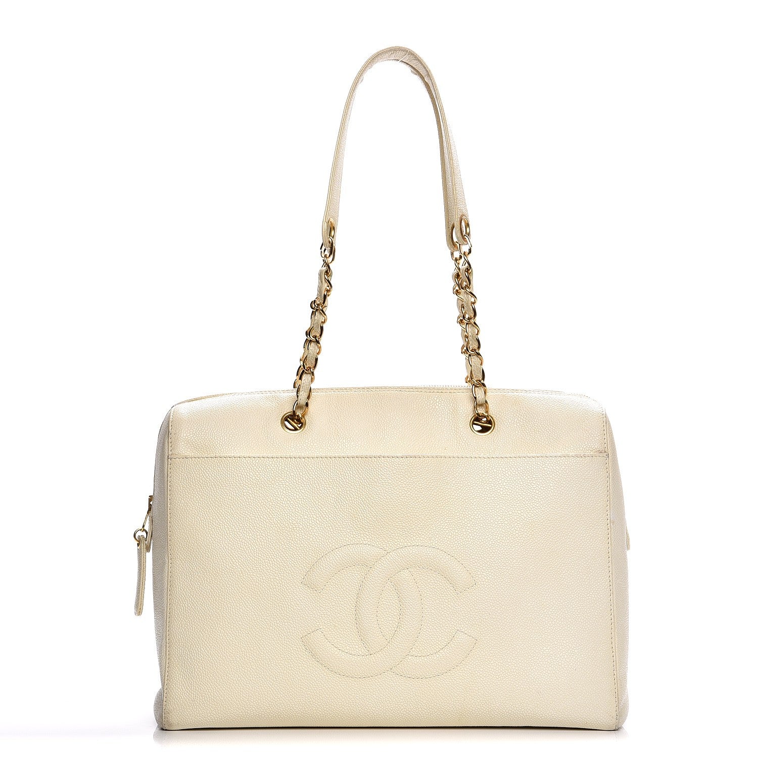 Chanel Caviar Large CC Shoulder Bag Ivory 1 of 21