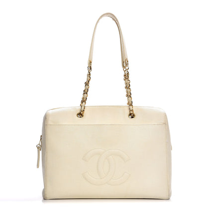 Chanel Caviar Large CC Shoulder Bag Ivory 1 of 21