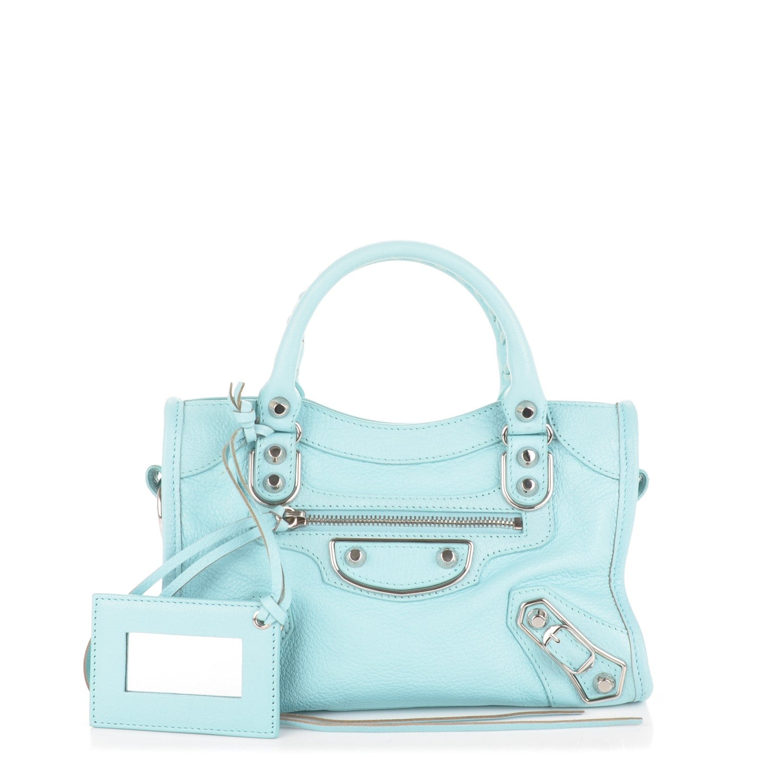 Balenciaga Chevre Silver Metallic Edge Hardware Classic Hardware Mini City Bleu Maldives 1 of 8