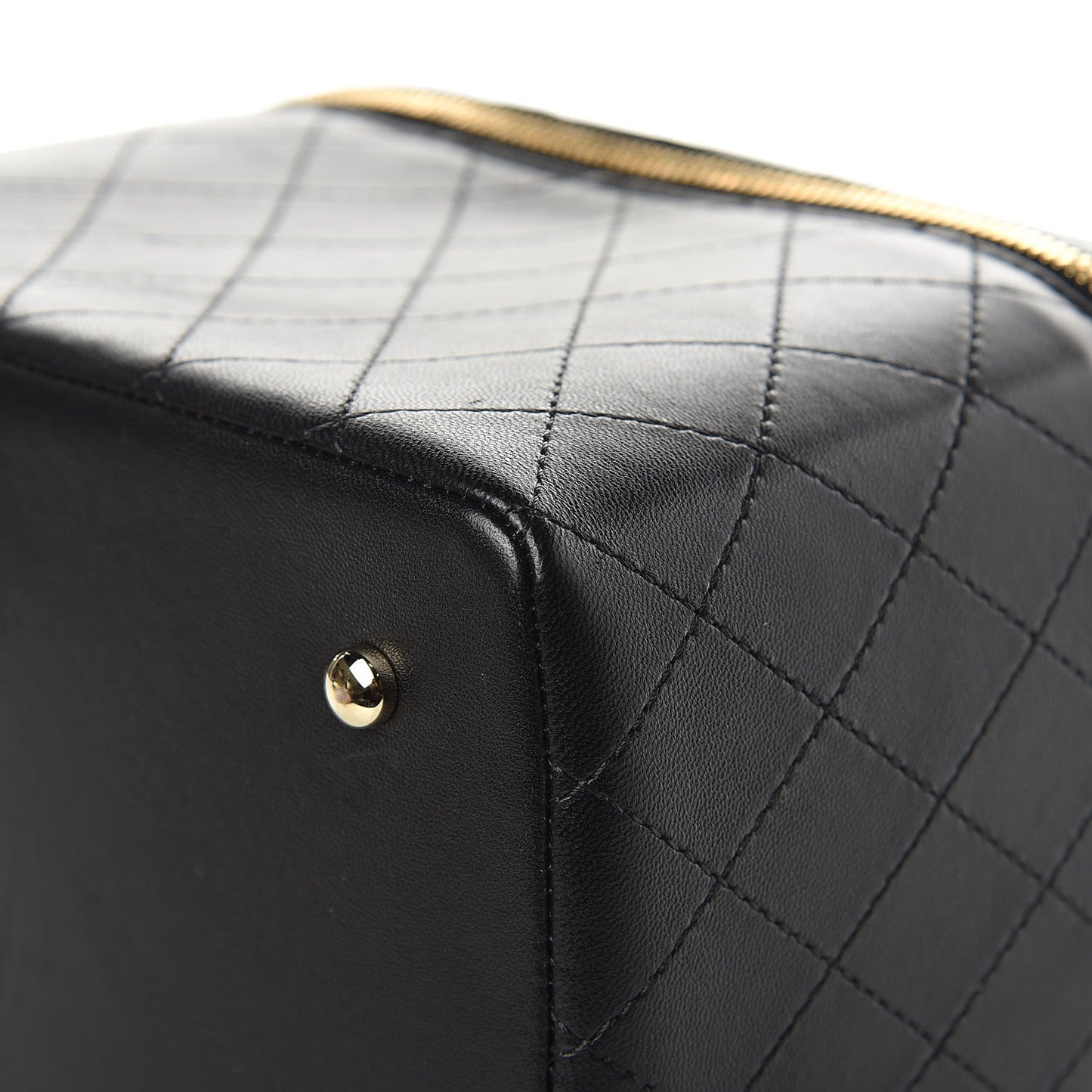 Lambskin Flat Quilted Knock On Wood Large Vanity Case Black