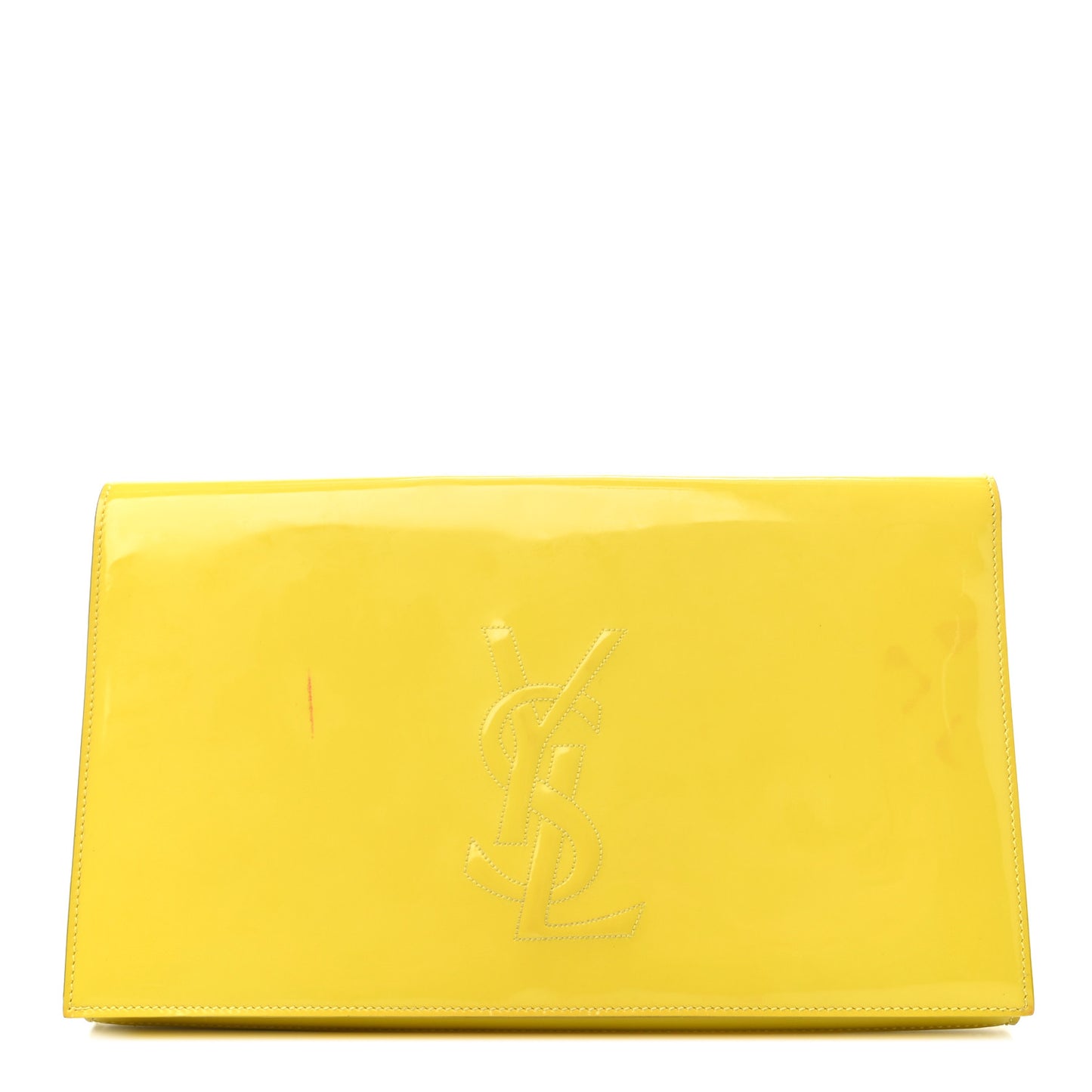 Patent Calfskin Monogram Large Belle De Jour Clutch Yellow