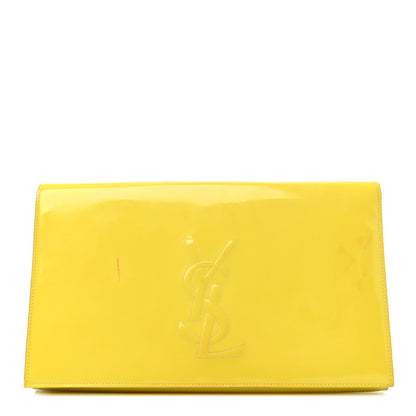Saint Laurent Patent Calfskin Monogram Large Belle De Jour Clutch Yellow 1 of 5