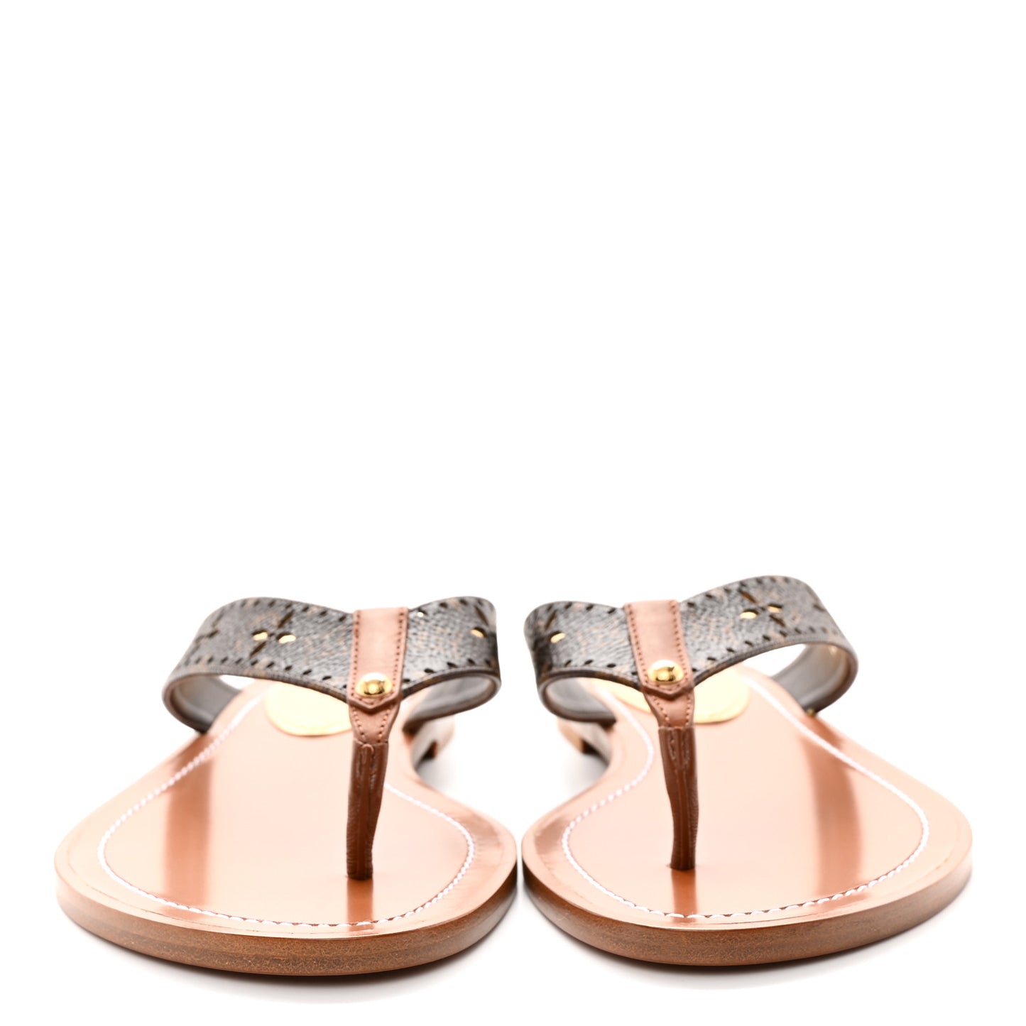 Monogram Sunny Flat Thong Sandals 36.5 Brown