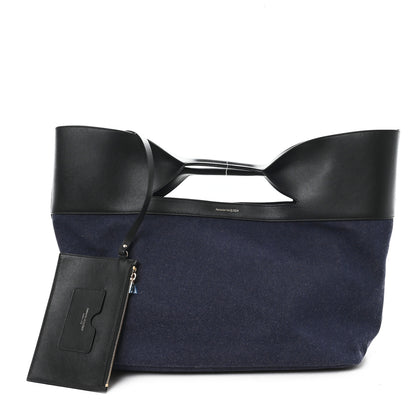 Alexander McQueen Calfskin Denim Large The Bow Bag Blue Black 3 of 10