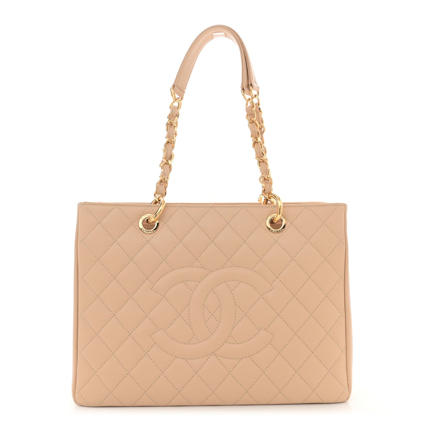 Caviar Quilted Grand Shopping Tote GST Beige