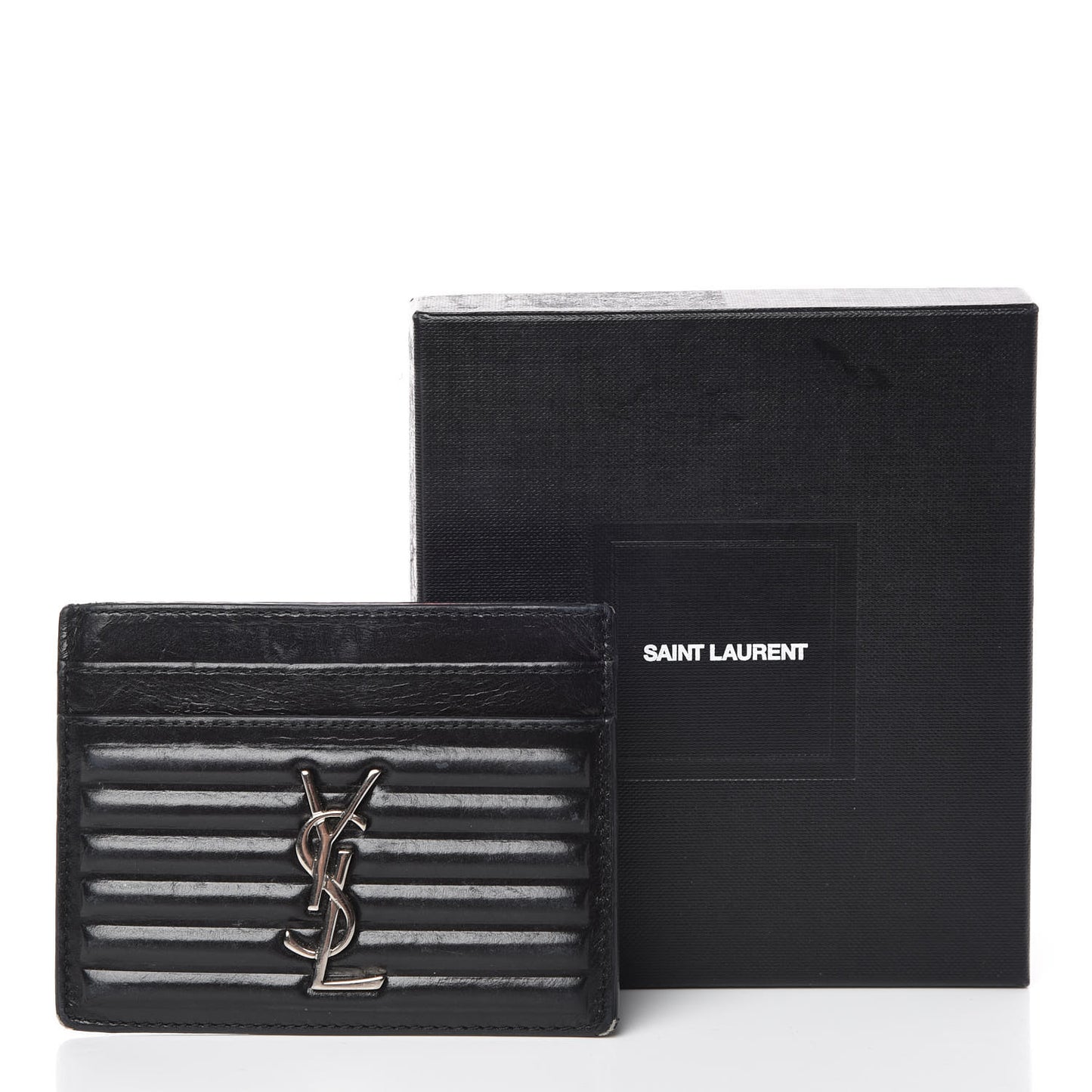Ribbed Calfskin Opium Monogram Credit Card Case Black