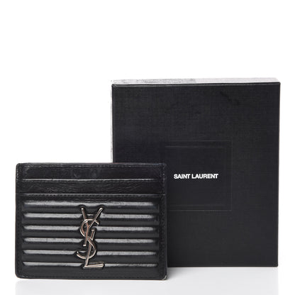 Saint Laurent Ribbed Calfskin Opium Monogram Credit Card Case Black 12 of 12
