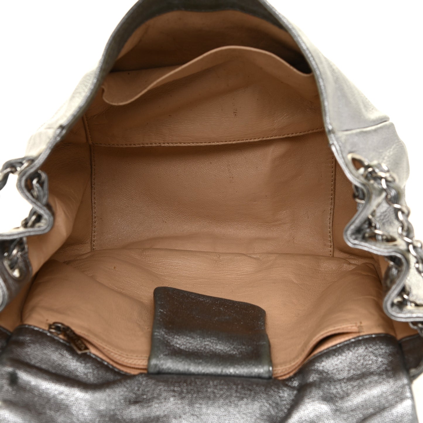 Metallic Deerskin Luxe Ligne Flap Silver