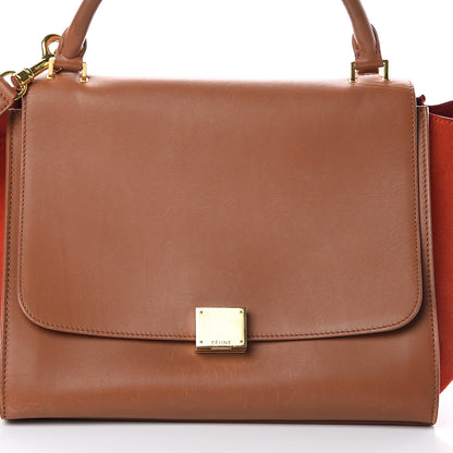 Celine Natural Calfskin Suede Medium Bi-Color Trapeze Tan 6 of 8