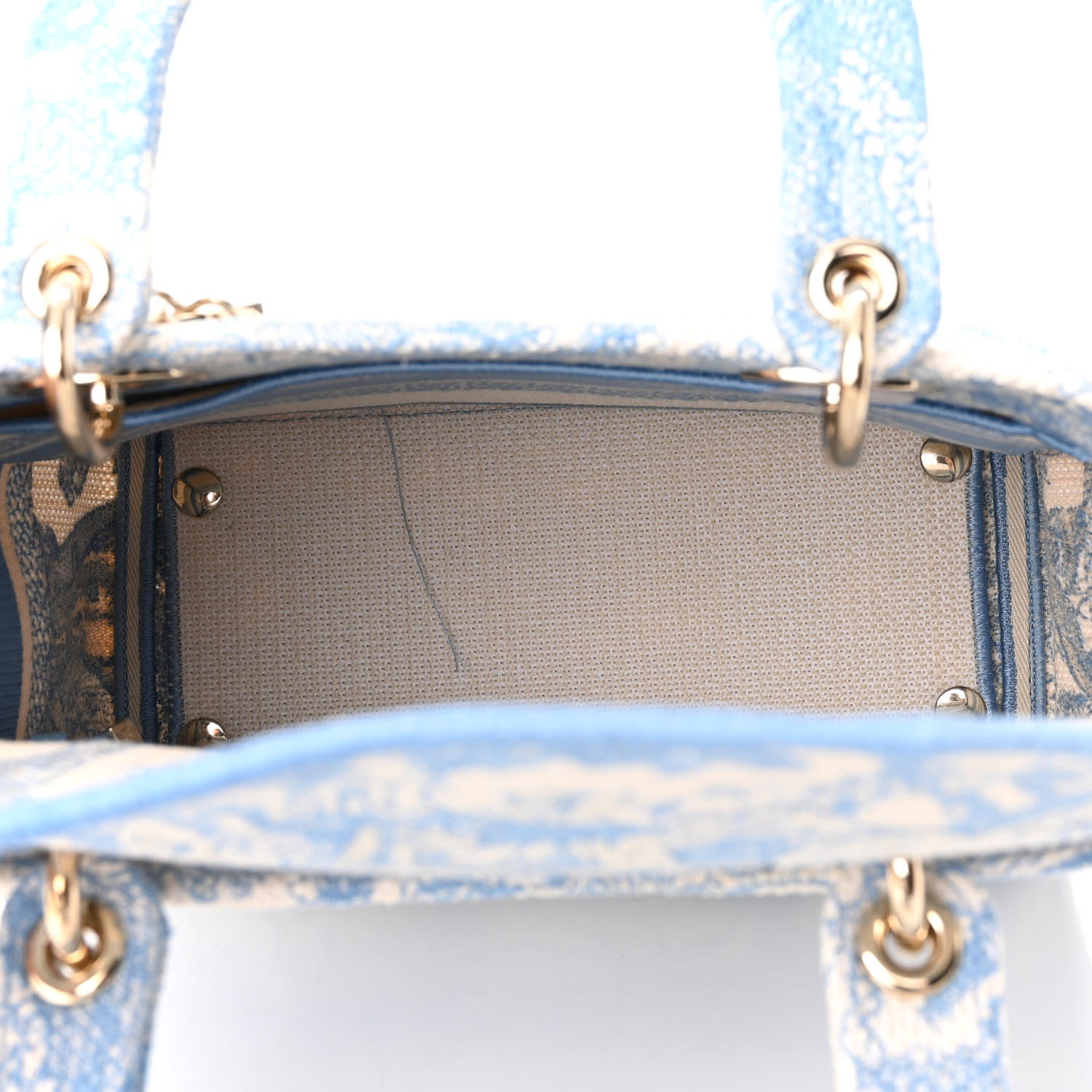 Christian Dior Canvas Toile De Jouy Embroidered Medium Lady D-Lite Blue 5 of 9