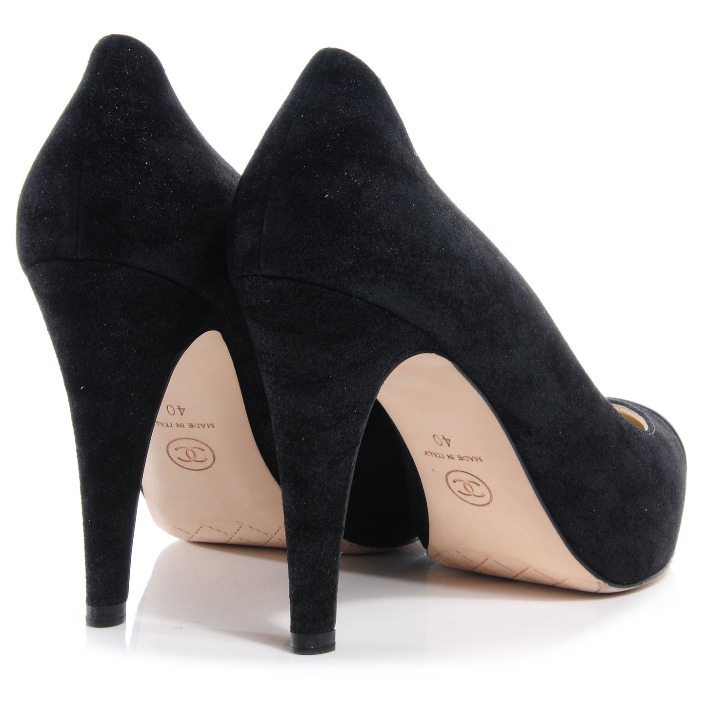 Suede Iridescent Cap Toe Pumps 40 Black