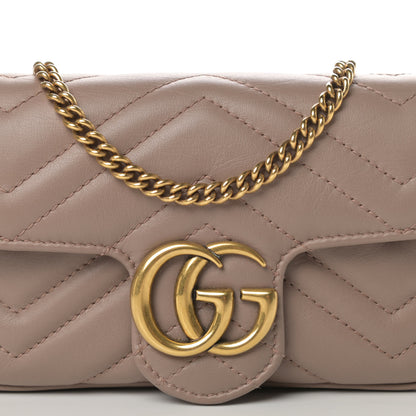 Gucci Calfskin Matelasse Super Mini GG Marmont Shoulder Bag Porcelain Rose 8 of 12