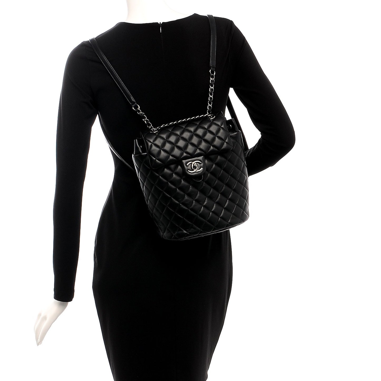 Lambskin Quilted Small Urban Spirit Backpack Black